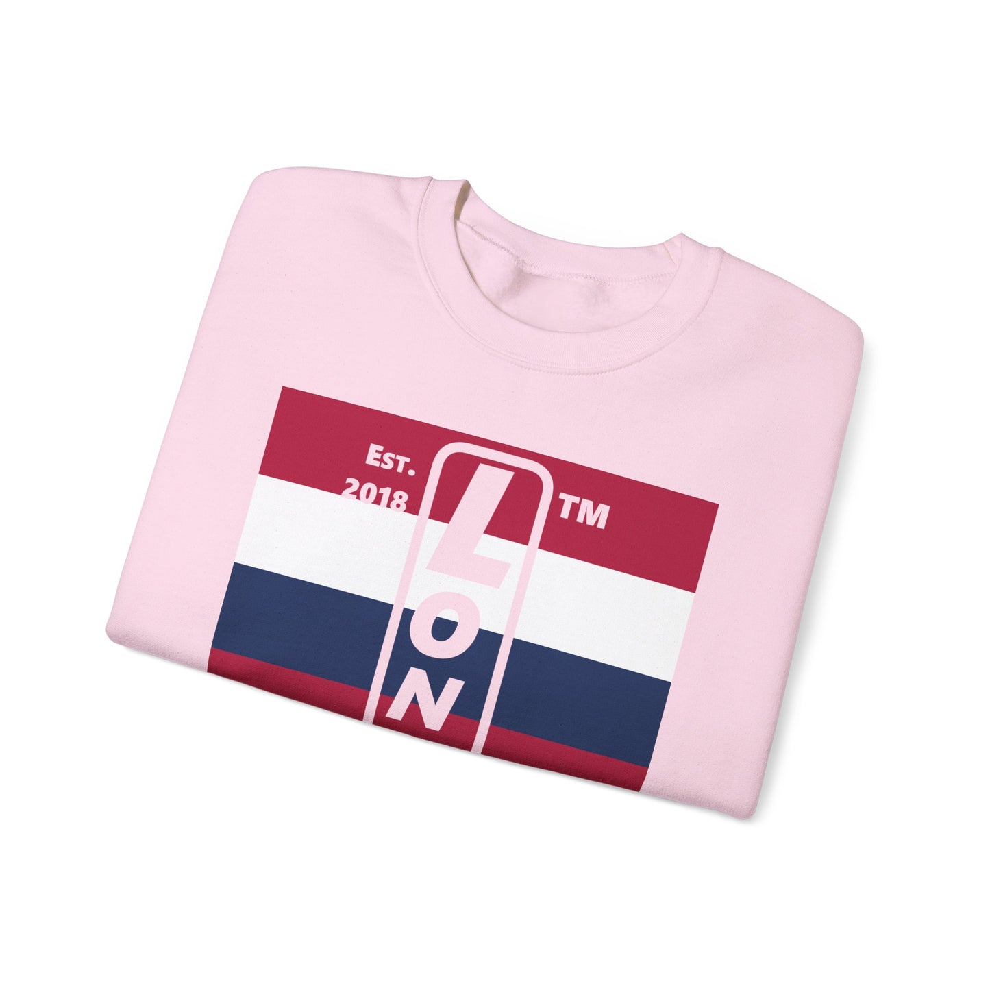 LongD negative horizontal 6-striped Chicago logo crewneck sweatshirt (patriotic colors)
