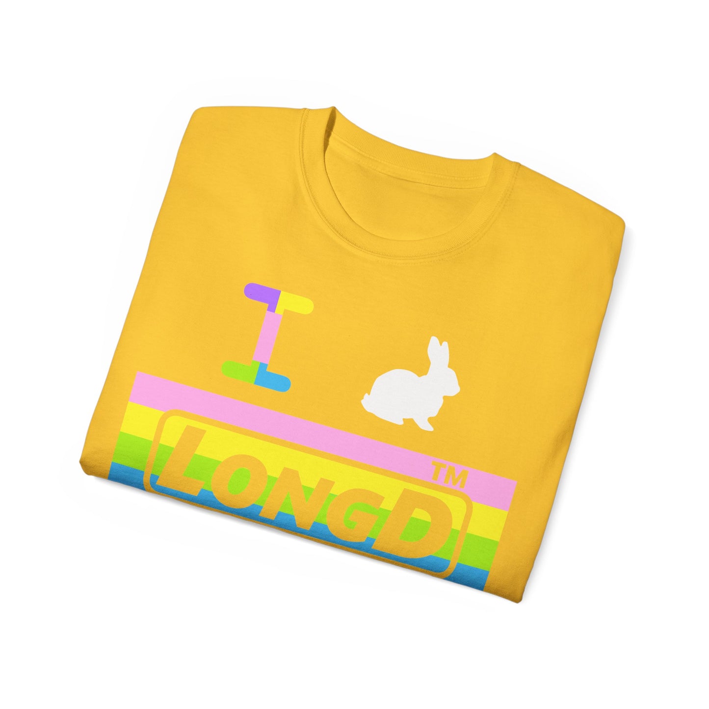 I Bunny LongD® negative horizontal striped Tag Logo Cotton Tee