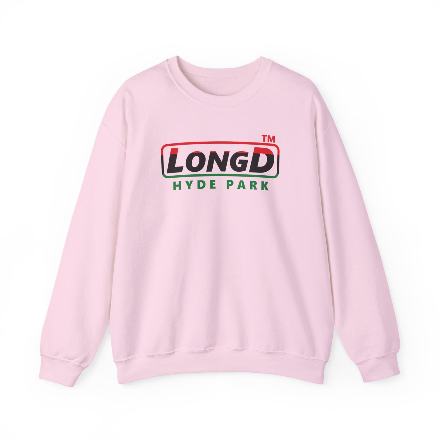 LongD positive horizontal 3-striped Hyde Park logo crewneck sweatshirt (Juneteenth colors)
