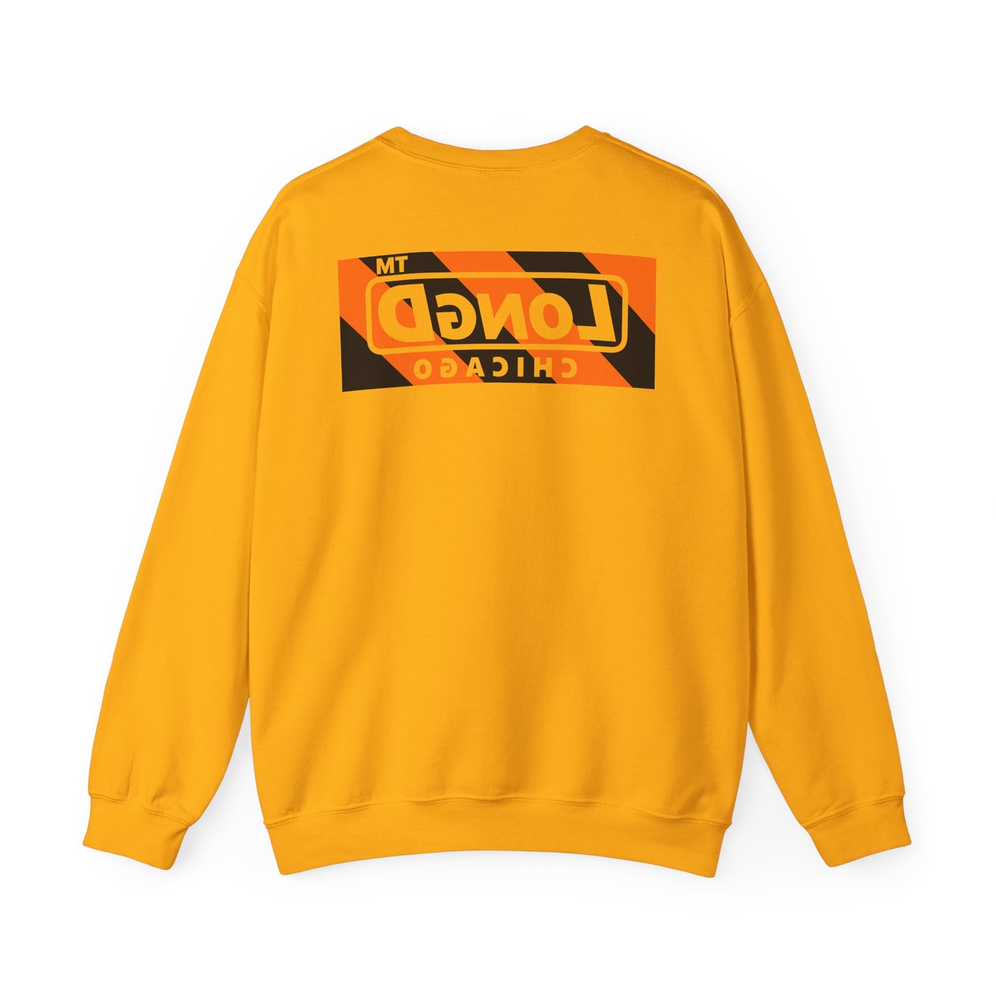 LongD Chicago negative diagonal 6-striped front-back logo (Halloween colors) crewneck sweatshirt