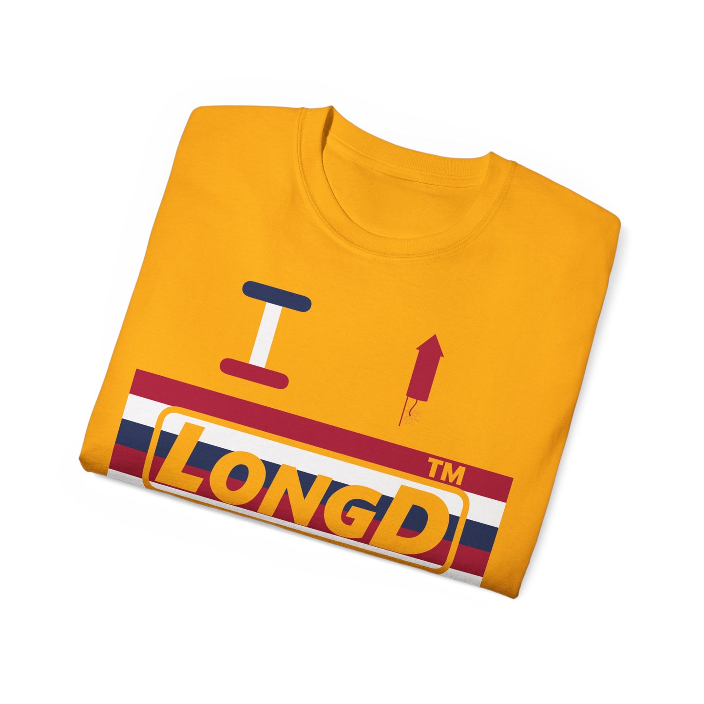 I firecracker LongD negative horizontal 6-striped tag logo cotton tee