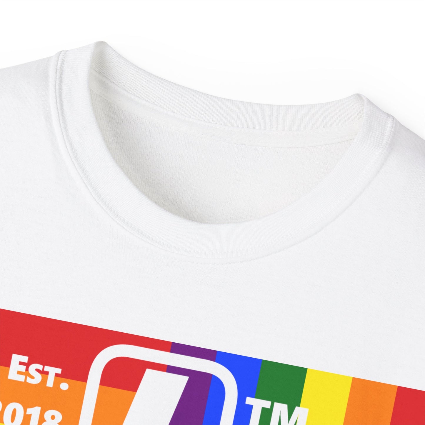 LongD Cotton Tee negative windmill Hyde Park upright logo (Pride colors)