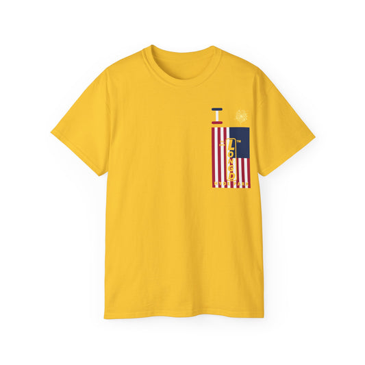 I Burst LongD cotton tee negative cropped flag single-breasted front-back Hyde Park upright logo (Patriotic colors)