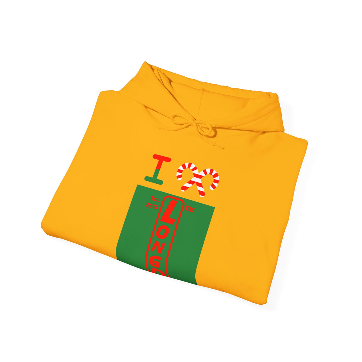 I candy cane LongD Tag upright front-back logo positive red on negative green hoodie