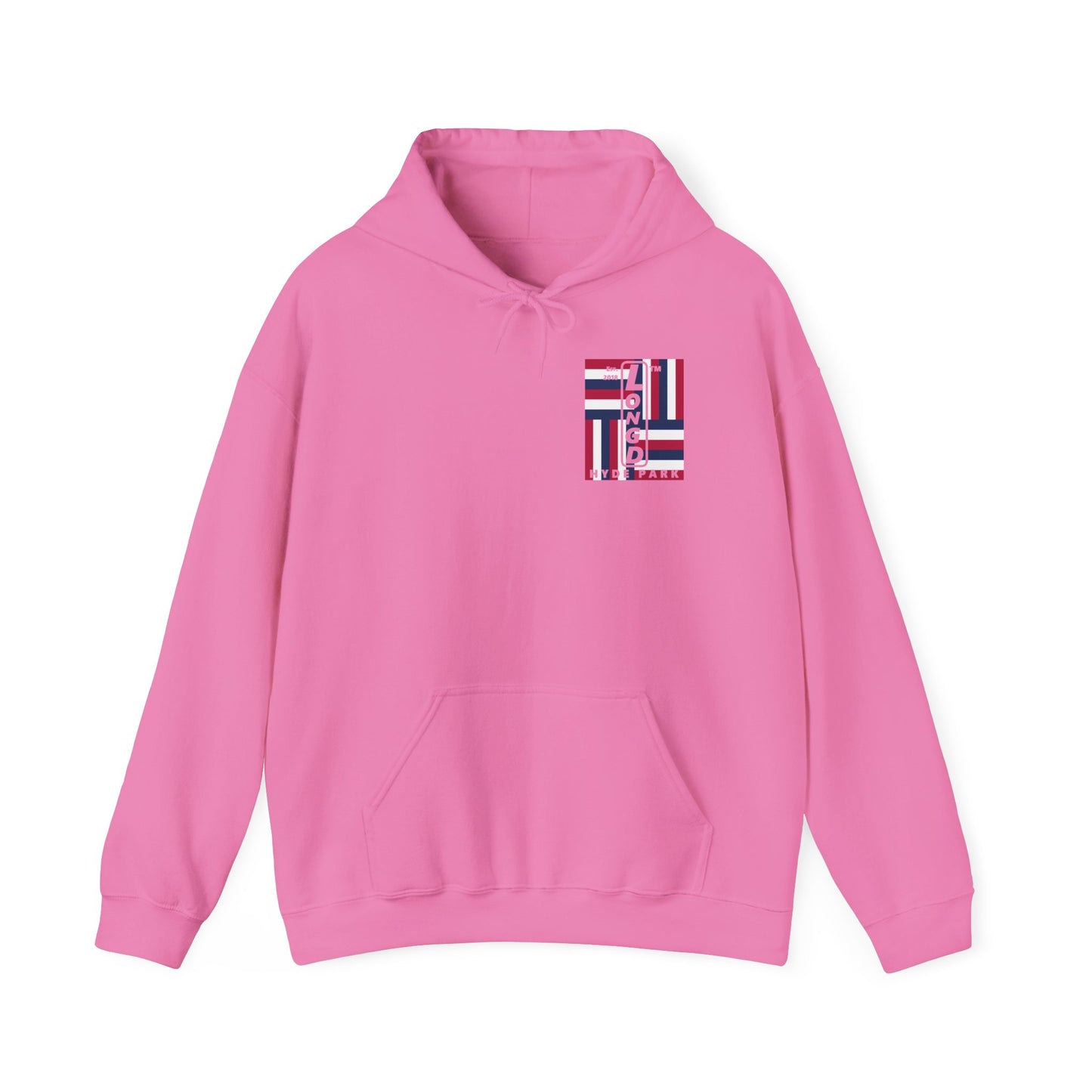 LongD single-breasted negative windmill front-back Hyde Park upright logo hoodie (Patriotic colors)