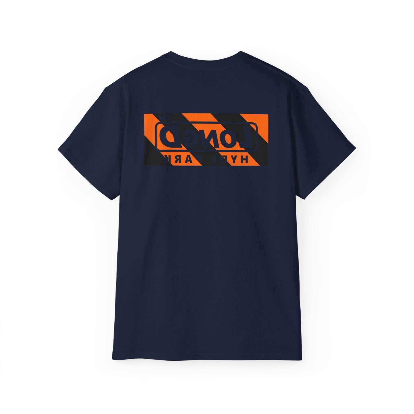 LongD Hyde Park negative diagonal 6-striped front-back logo (Halloween colors) cotton tee