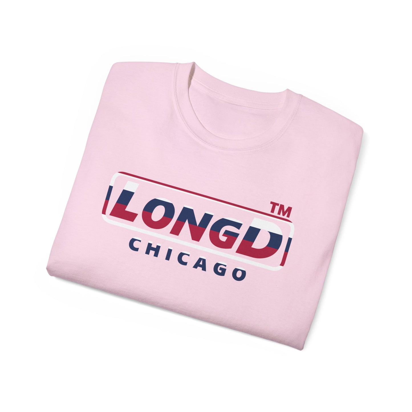 LongD positive horizontal 6-striped Chicago logo cotton tee (patriotic colors)