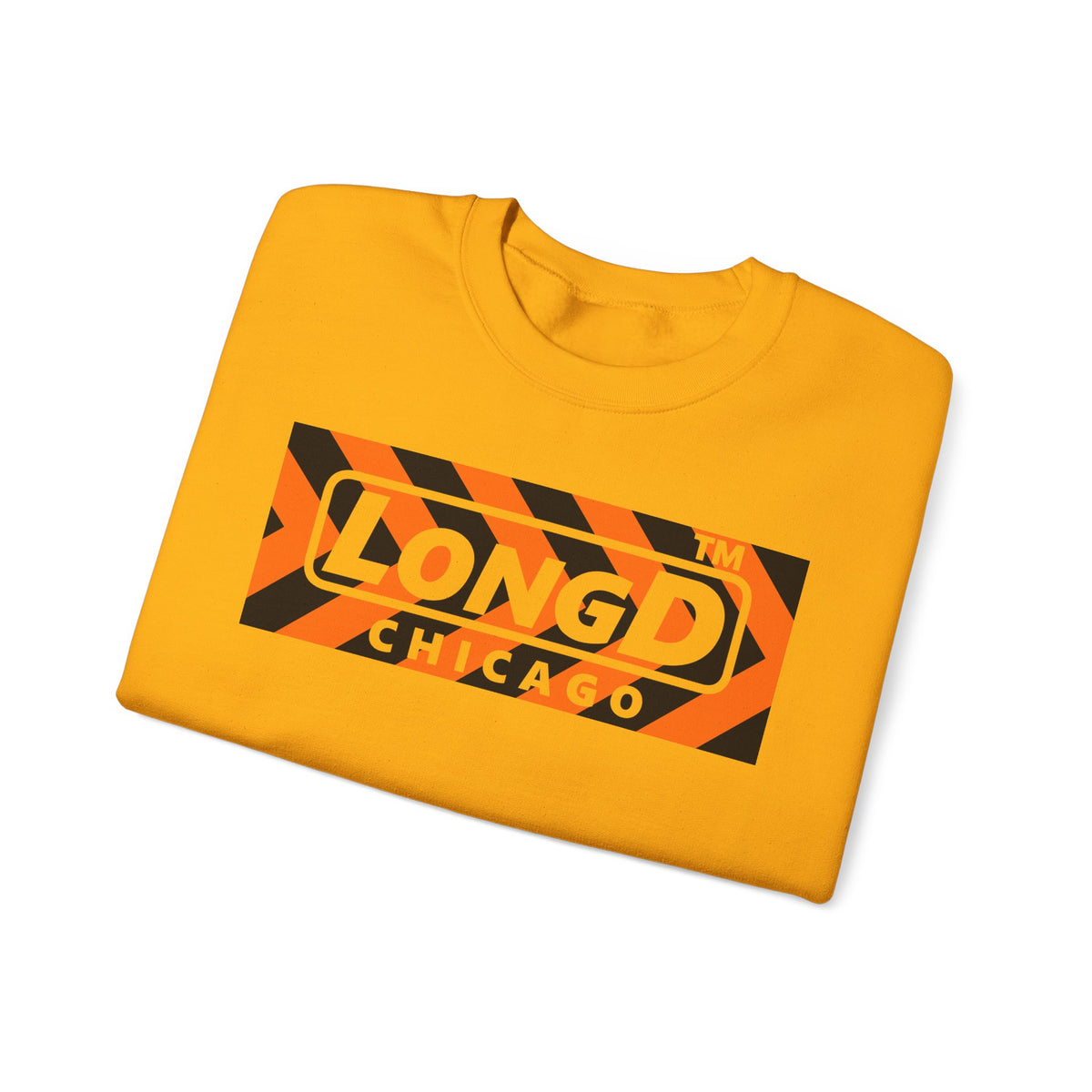 LongD Chicago negative forward chevron logo (Halloween colors) crewneck sweatshirt