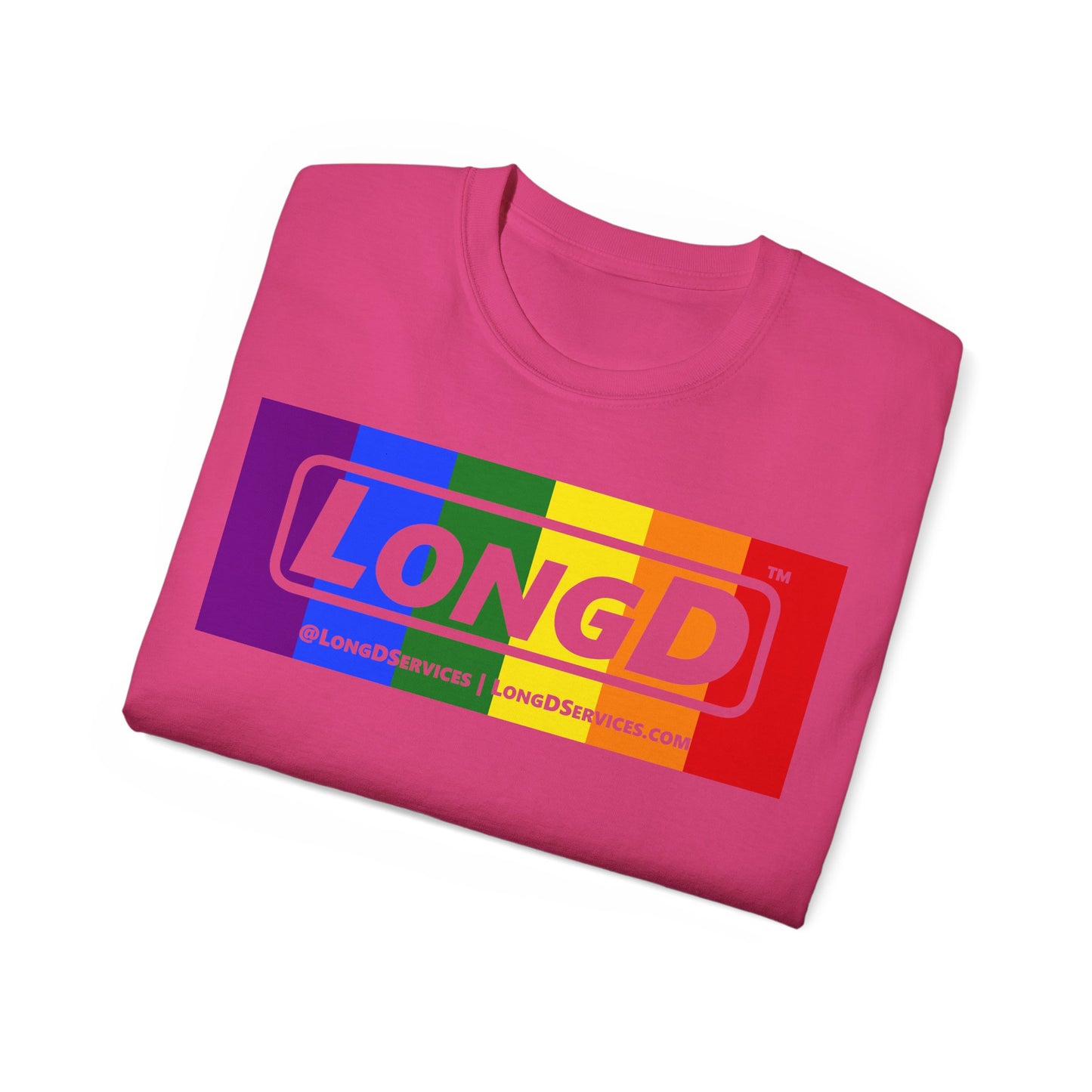 LongD® Logo Cotton Tee Pride rainbow negative text