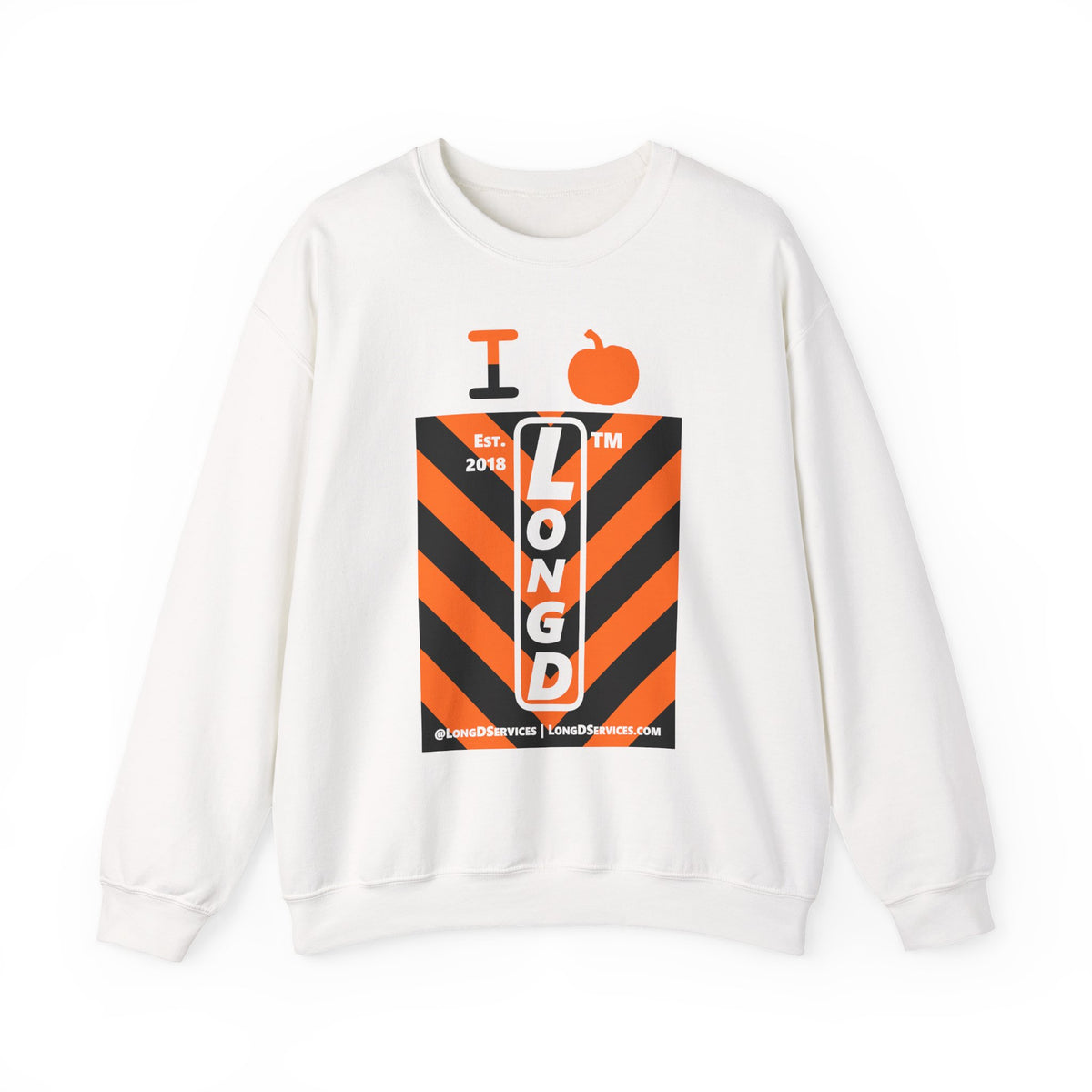 I pumpkin LongD Tag-domain negative upright downward chevron logo crewneck sweatshirt