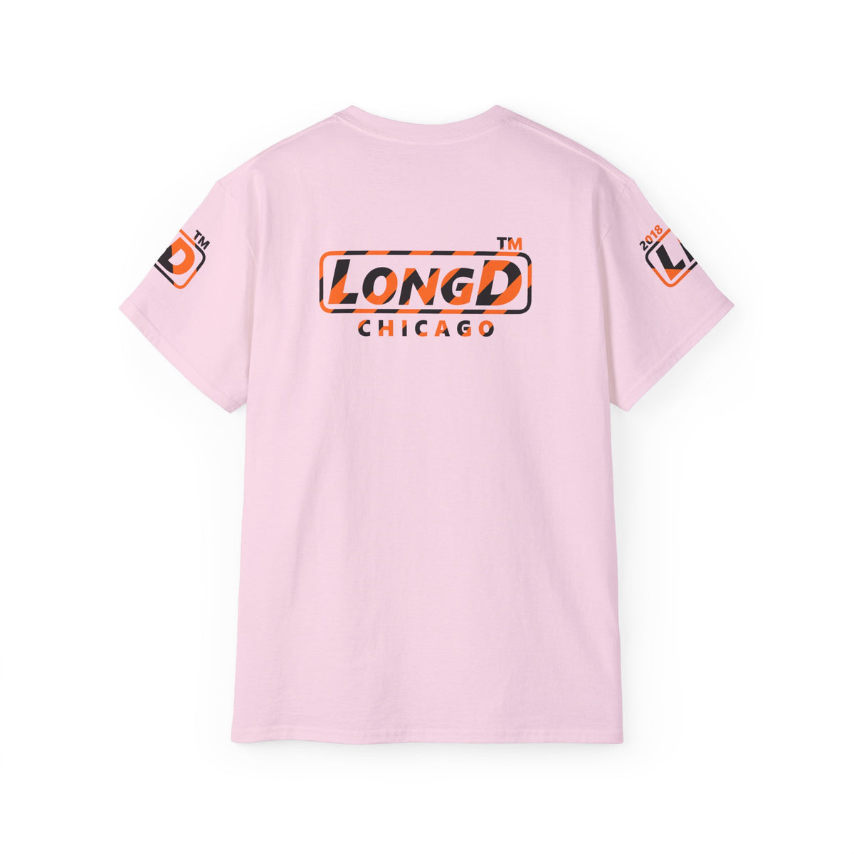 LongD Chicago positive 12-striped 4-print logo (Halloween colors) cotton tee