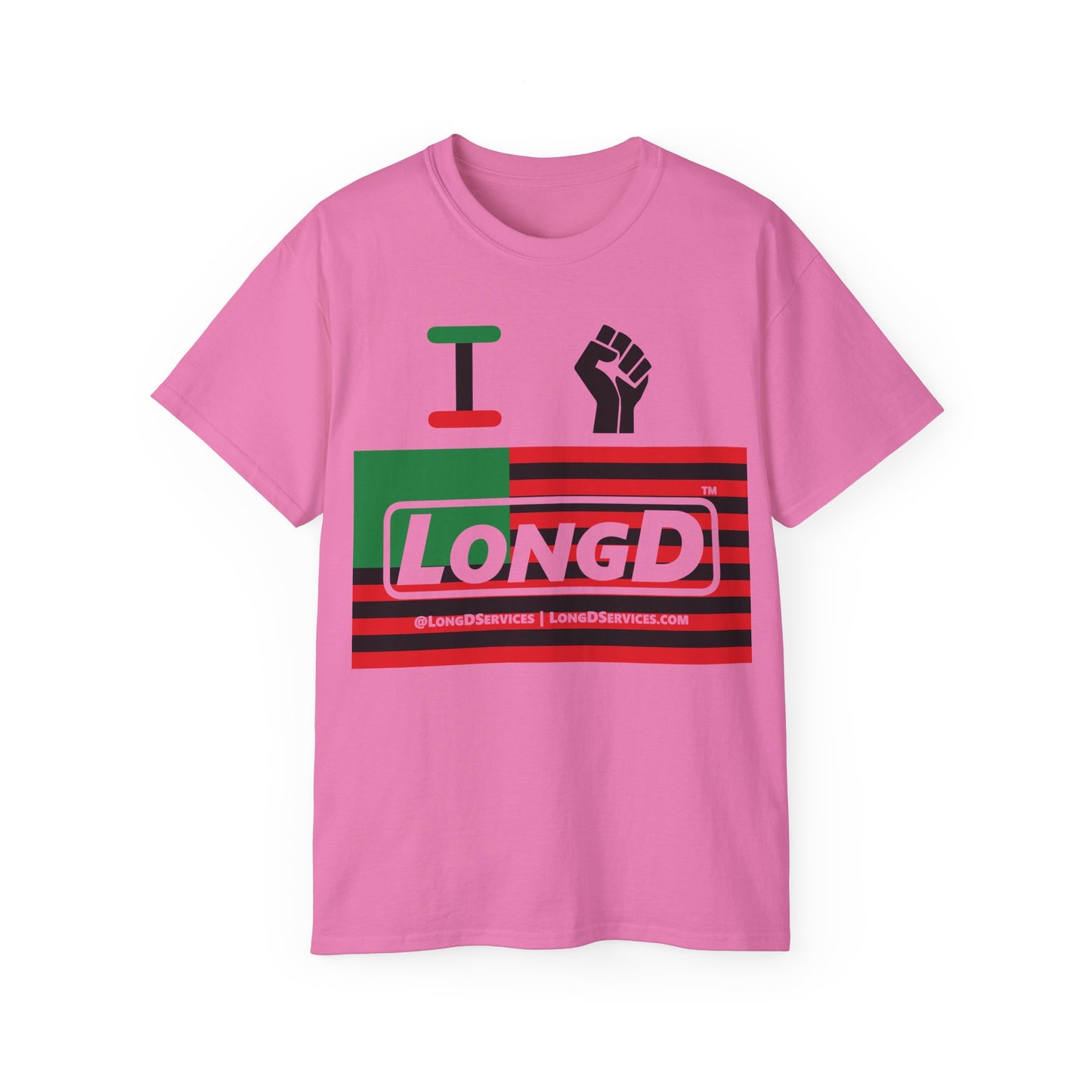 I Fist LongD® Logo Cotton Tee Juneteenth black fist negative flag