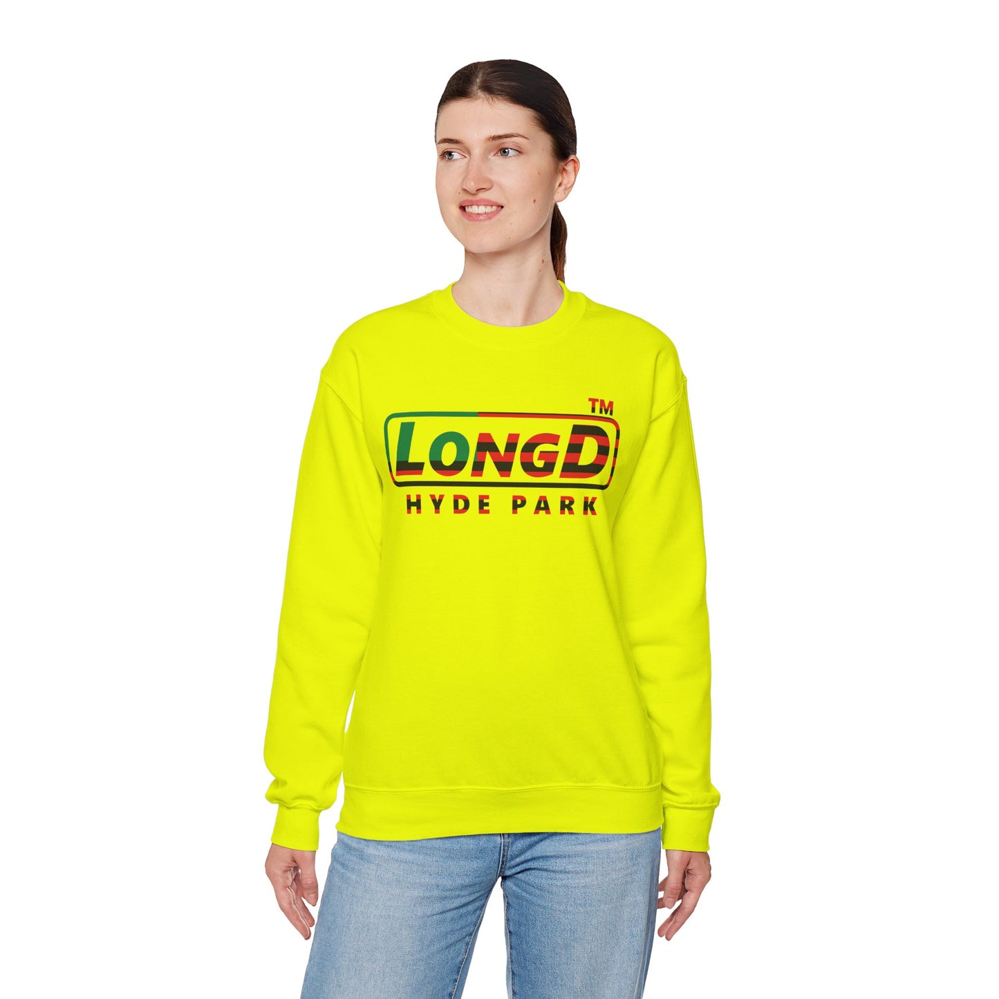 LongD positive flag Hyde Park logo crewneck sweatshirt (Juneteenth colors)