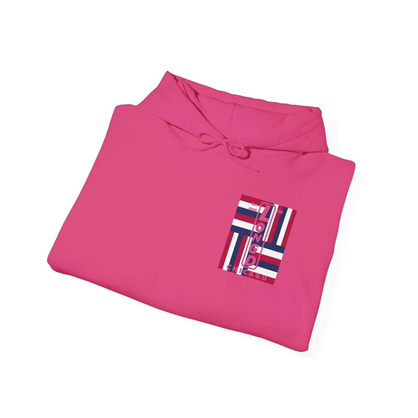 LongD single-breasted negative windmill front-back Chicago upright logo hoodie (Patriotic colors)