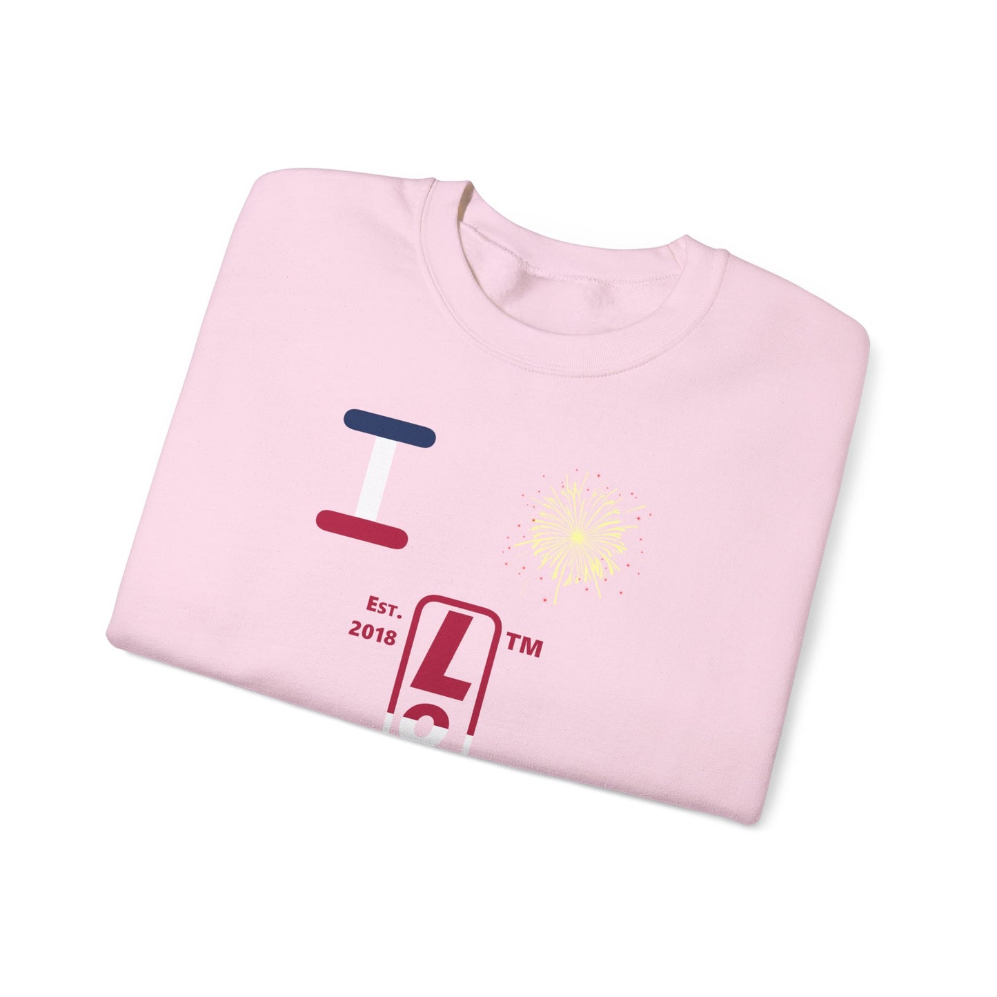 I Burst LongD positive horizontal 3-striped Chicago upright logo crewneck sweatshirt