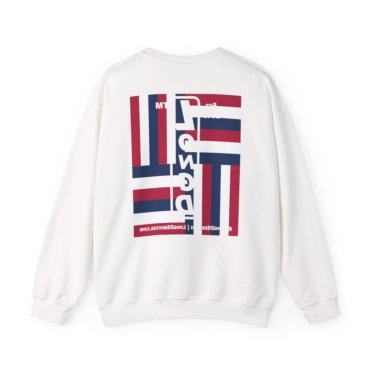 I Burst LongD negative windmill tag-domain upright front-back logo crewneck sweatshirt