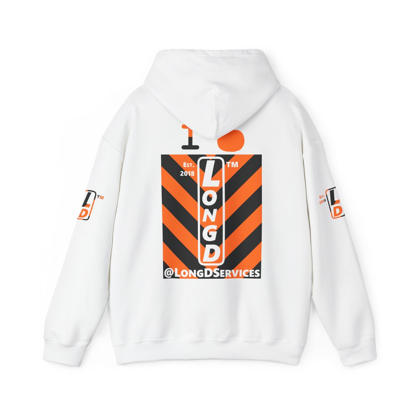I pumpkin LongD Tag negative upright downward chevron 4-print logo hoodie