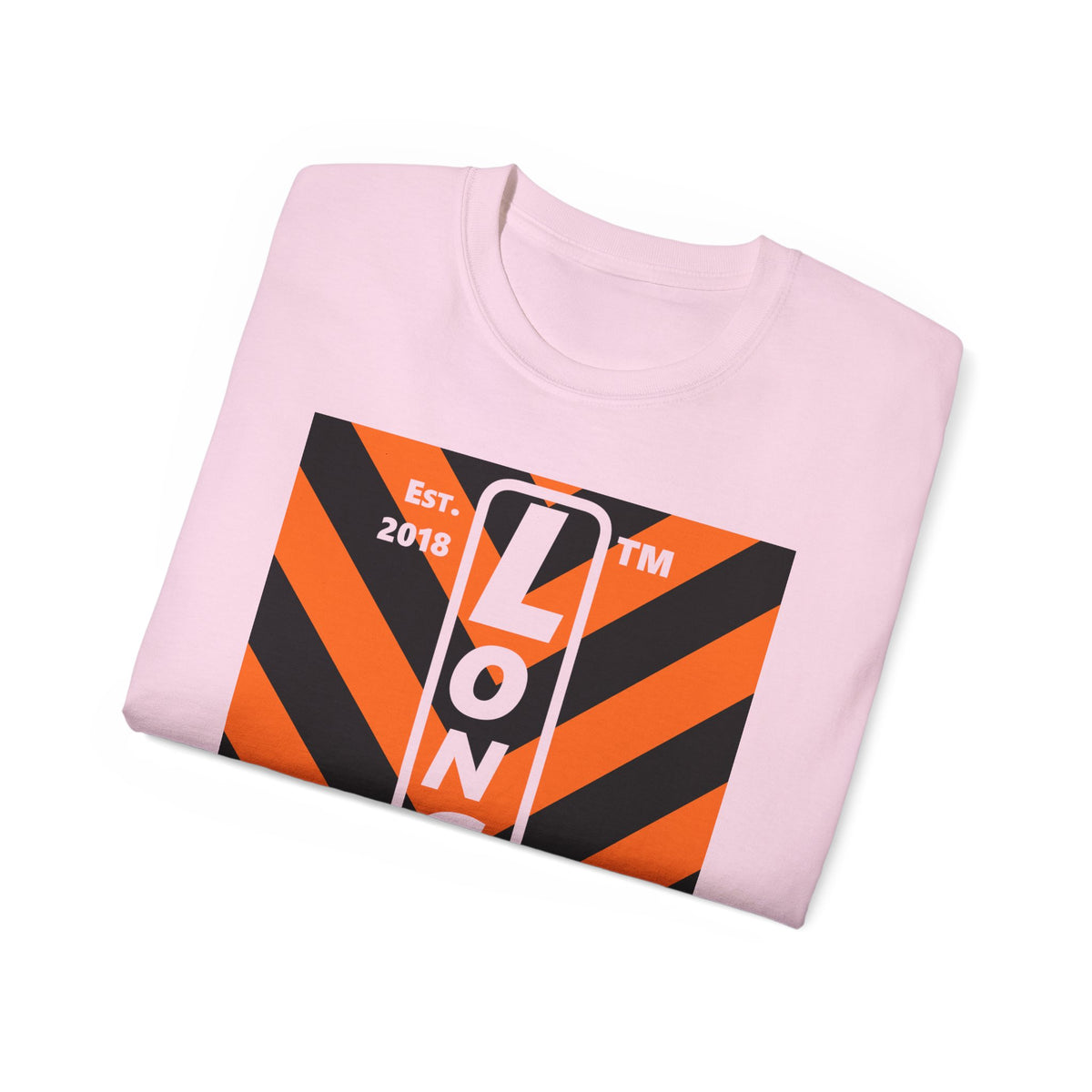 LongD Hyde Park negative upright downward chevron logo (Halloween colors) cotton tee