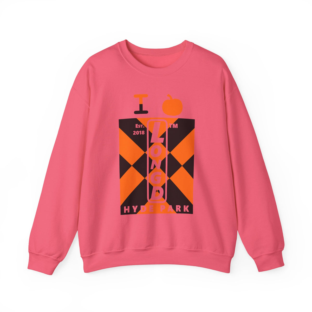 I pumpkin LongD Hyde Park negative upright mixed argyle logo crewneck sweatshirt