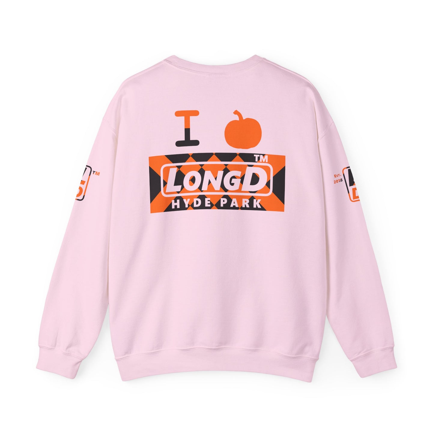 I pumpkin LongD Hyde Park negative stylized argyle 4-print logo crewneck sweatshirt