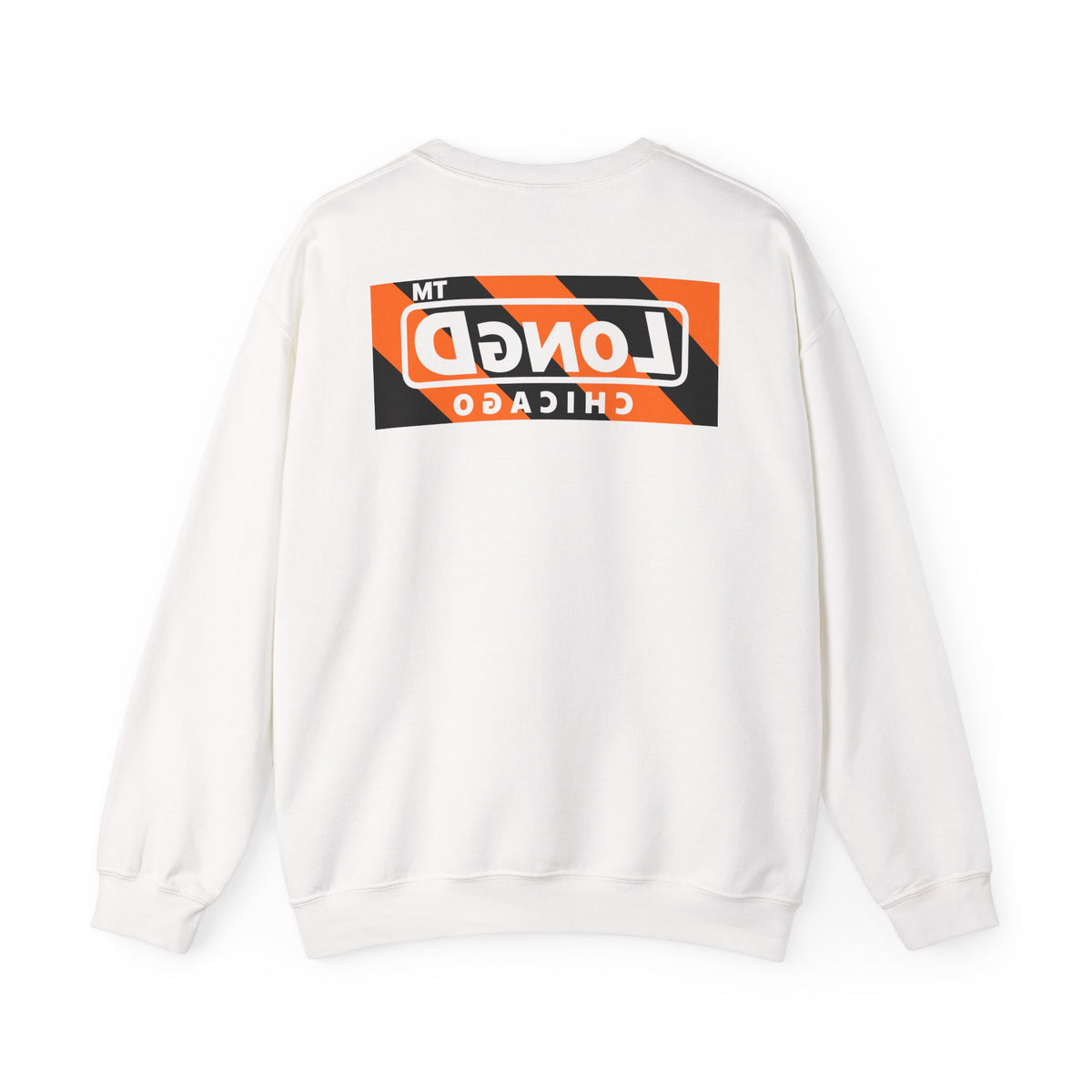 LongD Chicago negative diagonal 6-striped front-back logo (Halloween colors) crewneck sweatshirt