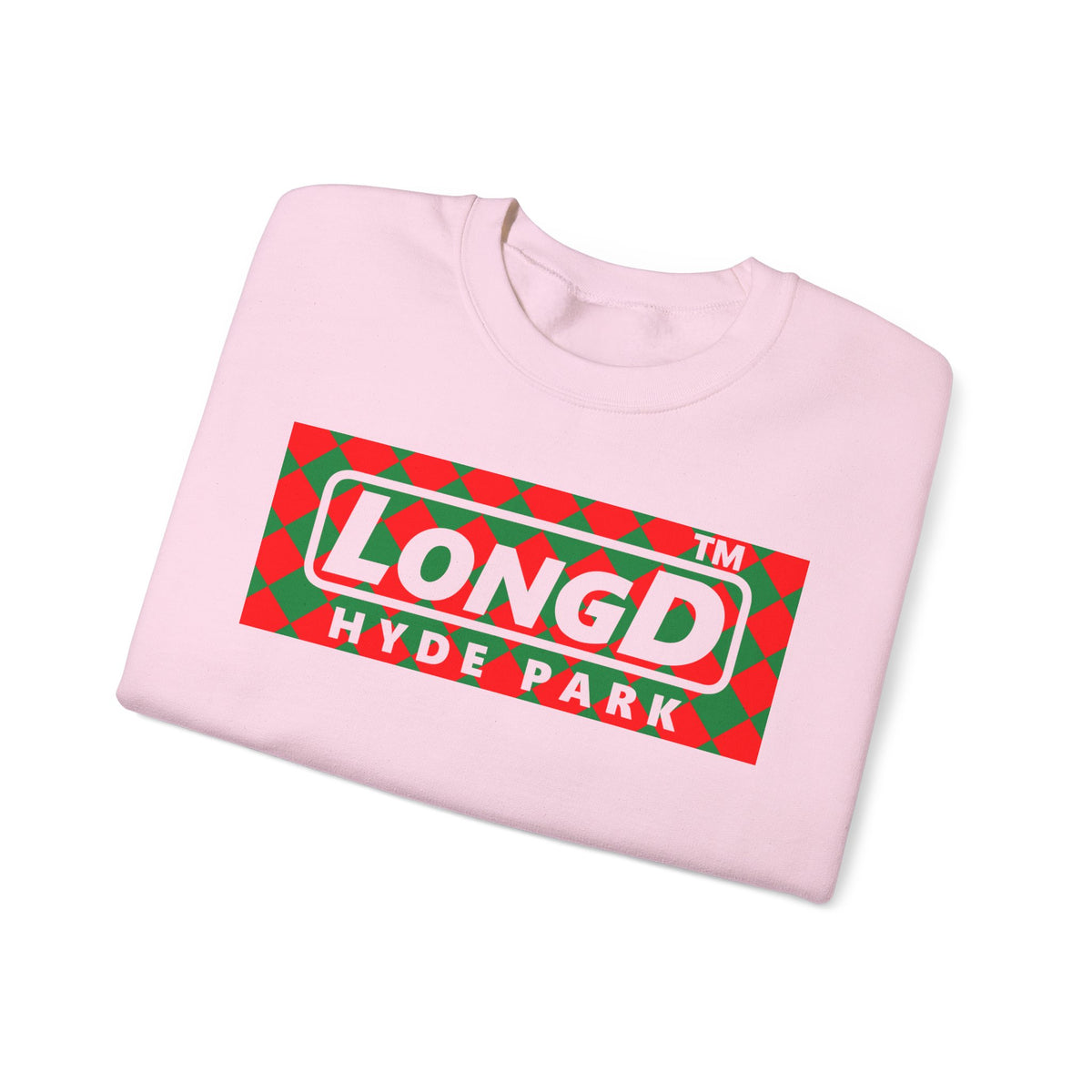 LongD Hyde Park negative argyle logo (Xmas colors) crewneck sweatshirt