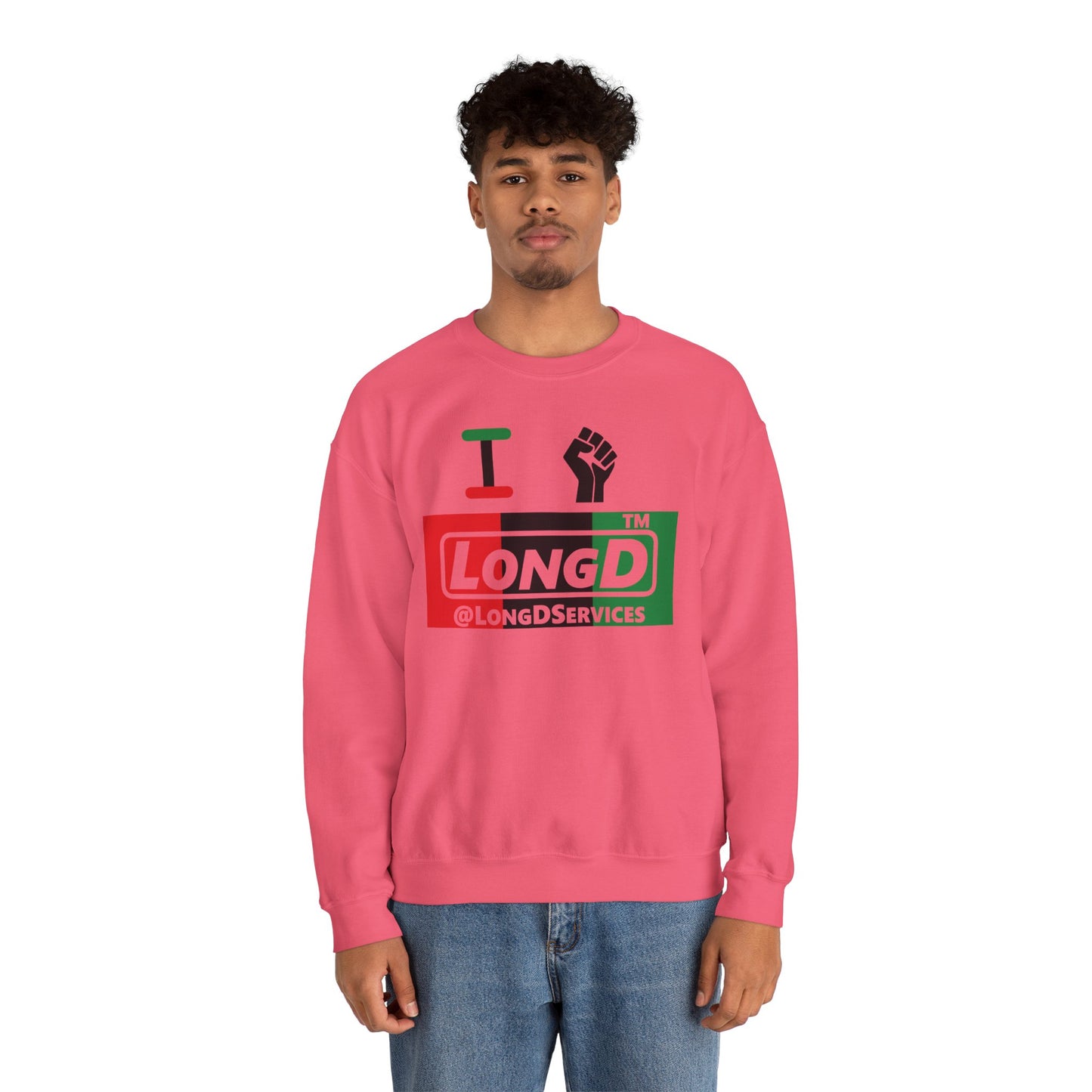 I fist LongD negative vertical 3-striped tag logo crewneck sweatshirt
