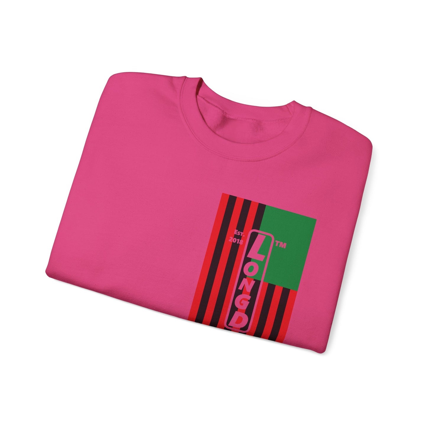 LongD negative cropped flag single-breasted front-back Hyde Park upright logo crewneck sweatshirt (Juneteenth colors)