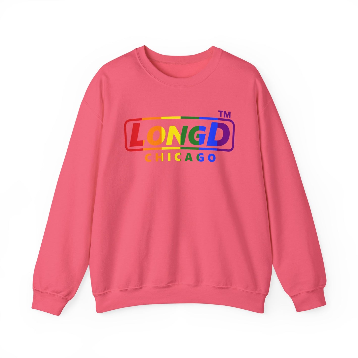 LongD positive vertical striped Chicago logo crewneck sweatshirt (Pride colors)