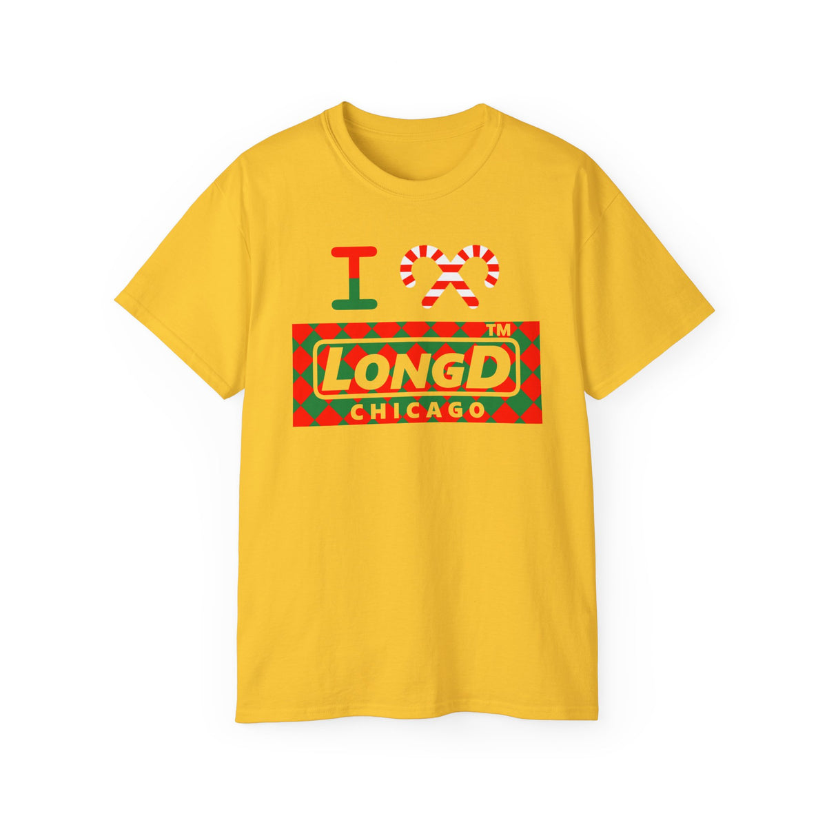 I candy cane LongD Chicago negative argyle logo cotton tee