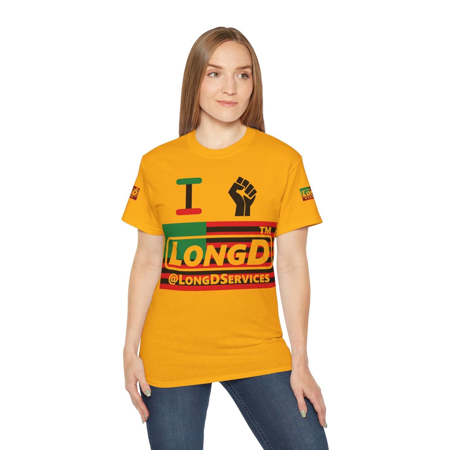 I fist LongD negative flag tag logo 4-print cotton tee