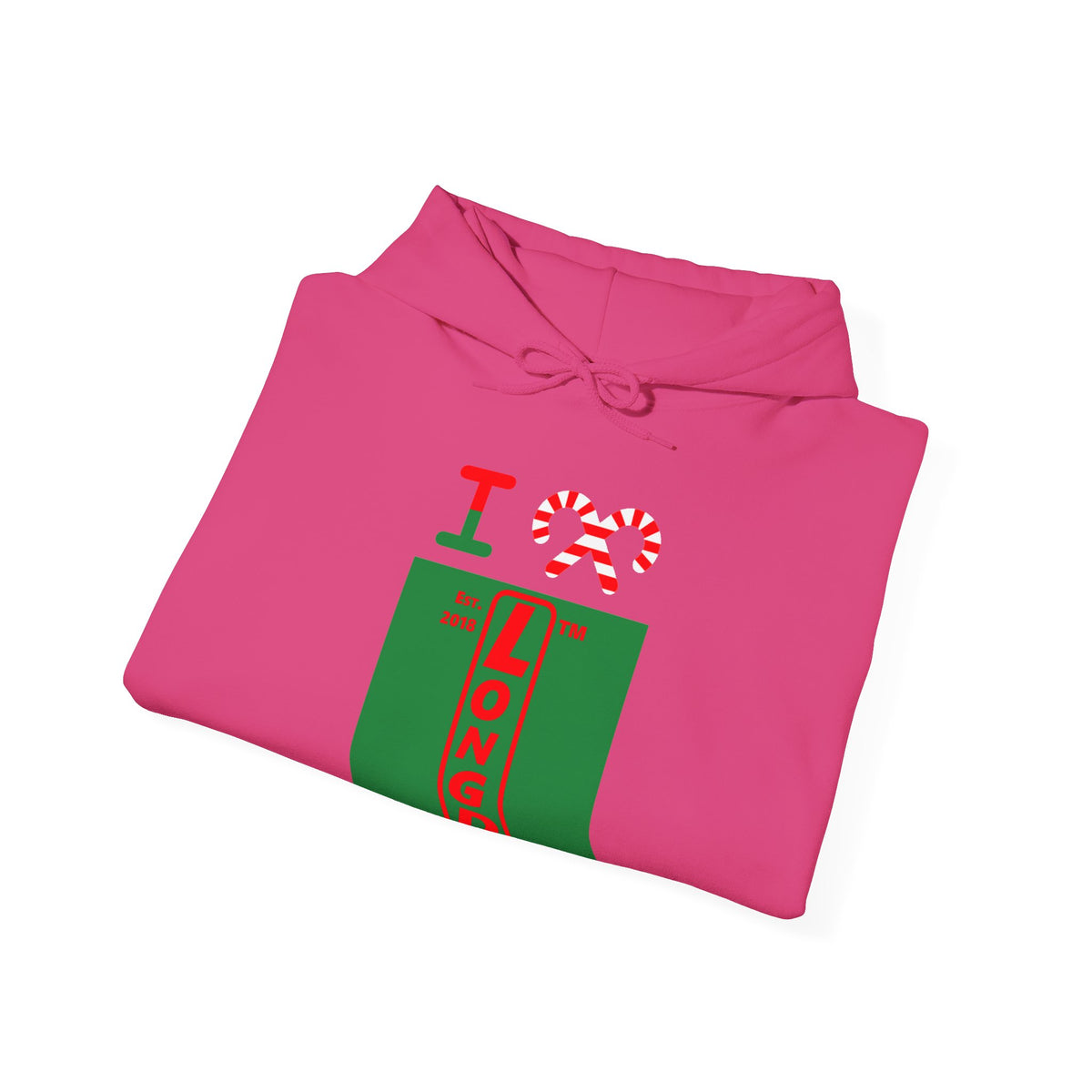 I candy cane LongD Chicago upright front-back logo positive red on negative green hoodie