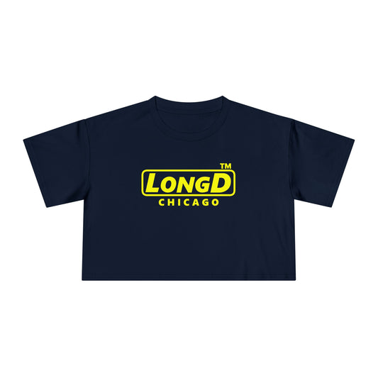 LongD Chicago positive alternate basic Yellow (FFFF00) logo crop tee