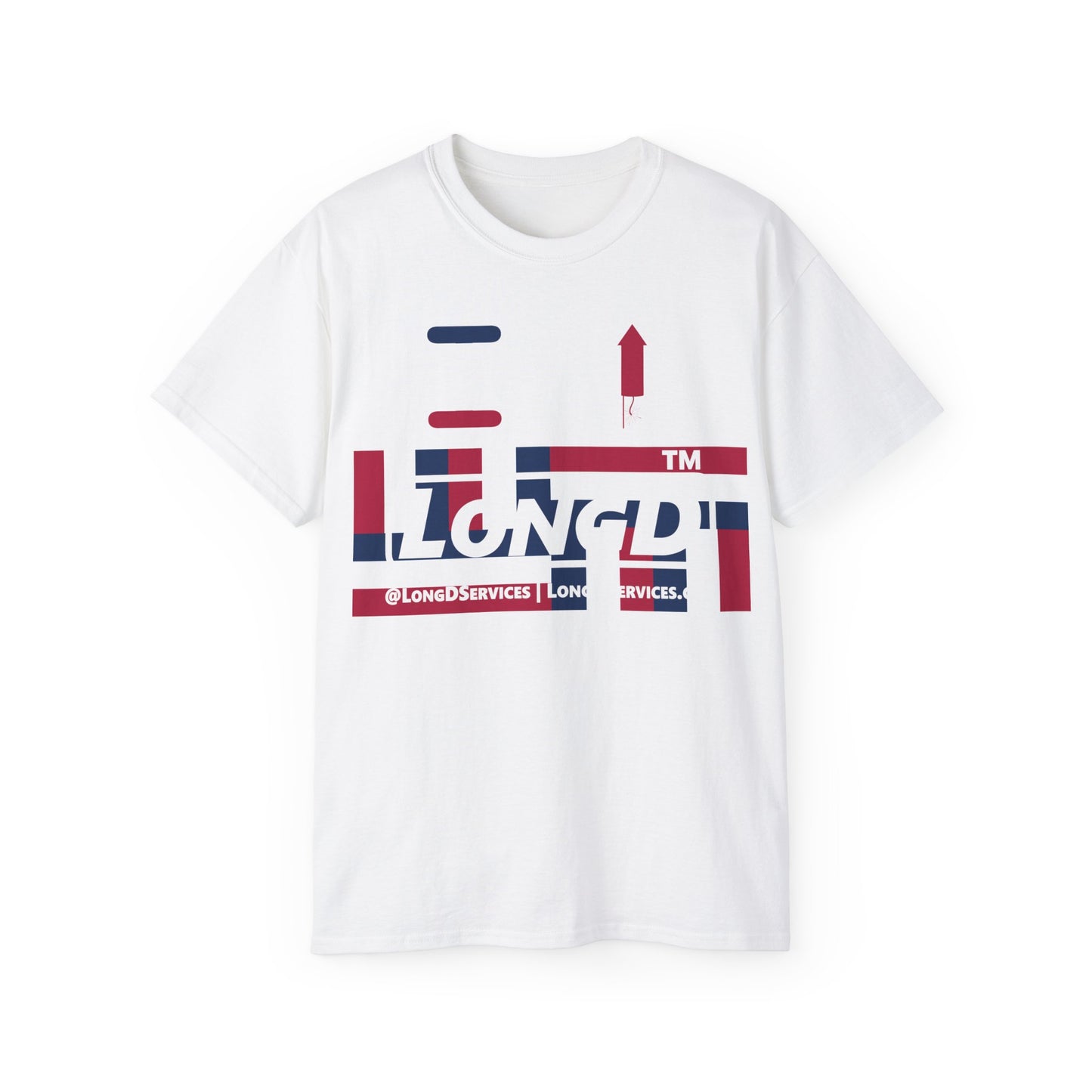 I firecracker LongD negative modified windmill tag-domain logo cotton tee