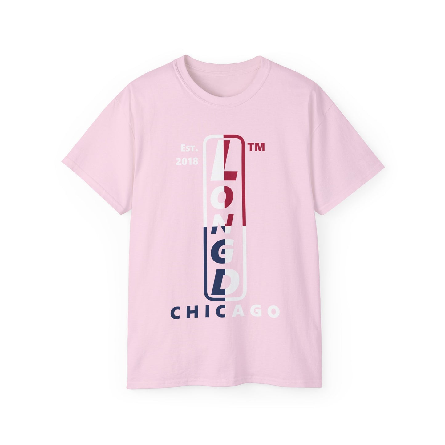 LongD cotton tee positive quarters Chicago upright logo (Patriotic colors)
