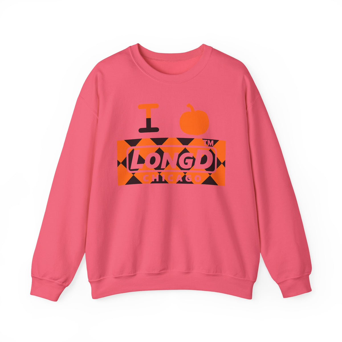 I pumpkin LongD Chicago negative argyle logo crewneck sweatshirt