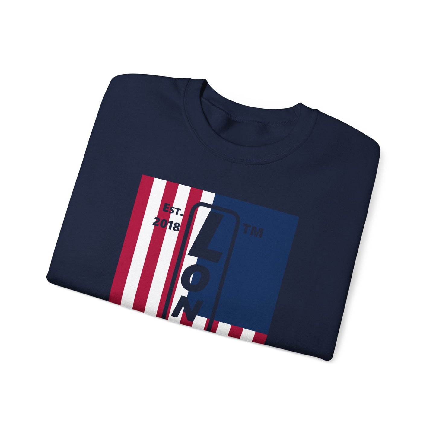 LongD negative cropped flag Chicago logo crewneck sweatshirt (patriotic colors)
