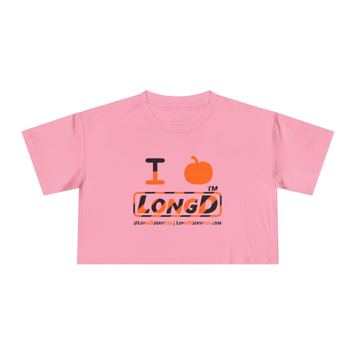 I pumpkin LongD Tag-domain positive 12-striped logo crop tee