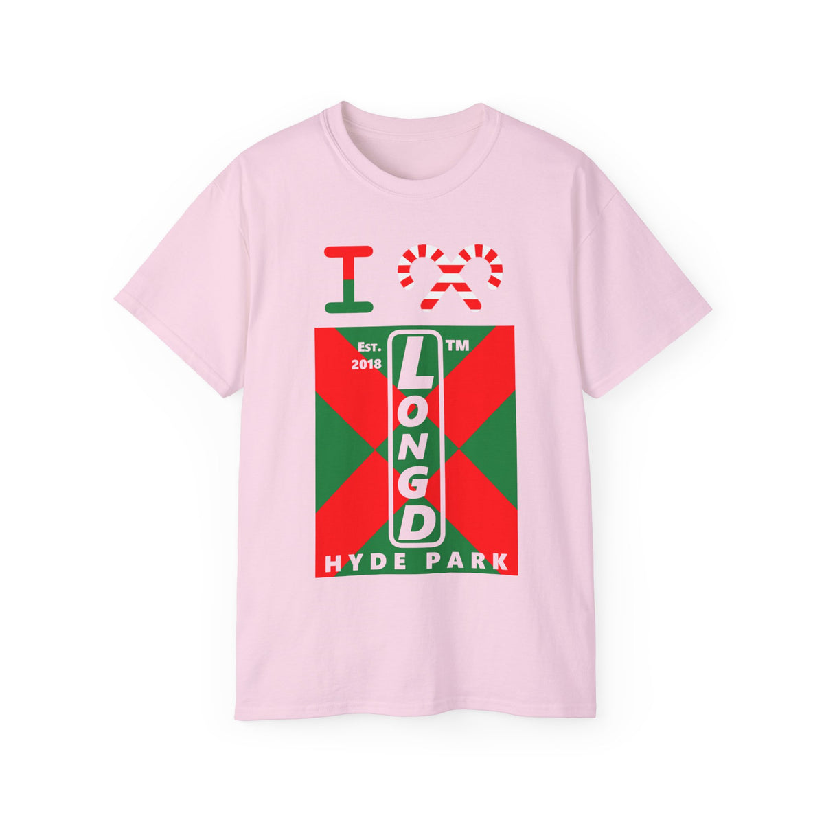 I candy cane LongD Hyde Park negative upright argyle x logo cotton tee