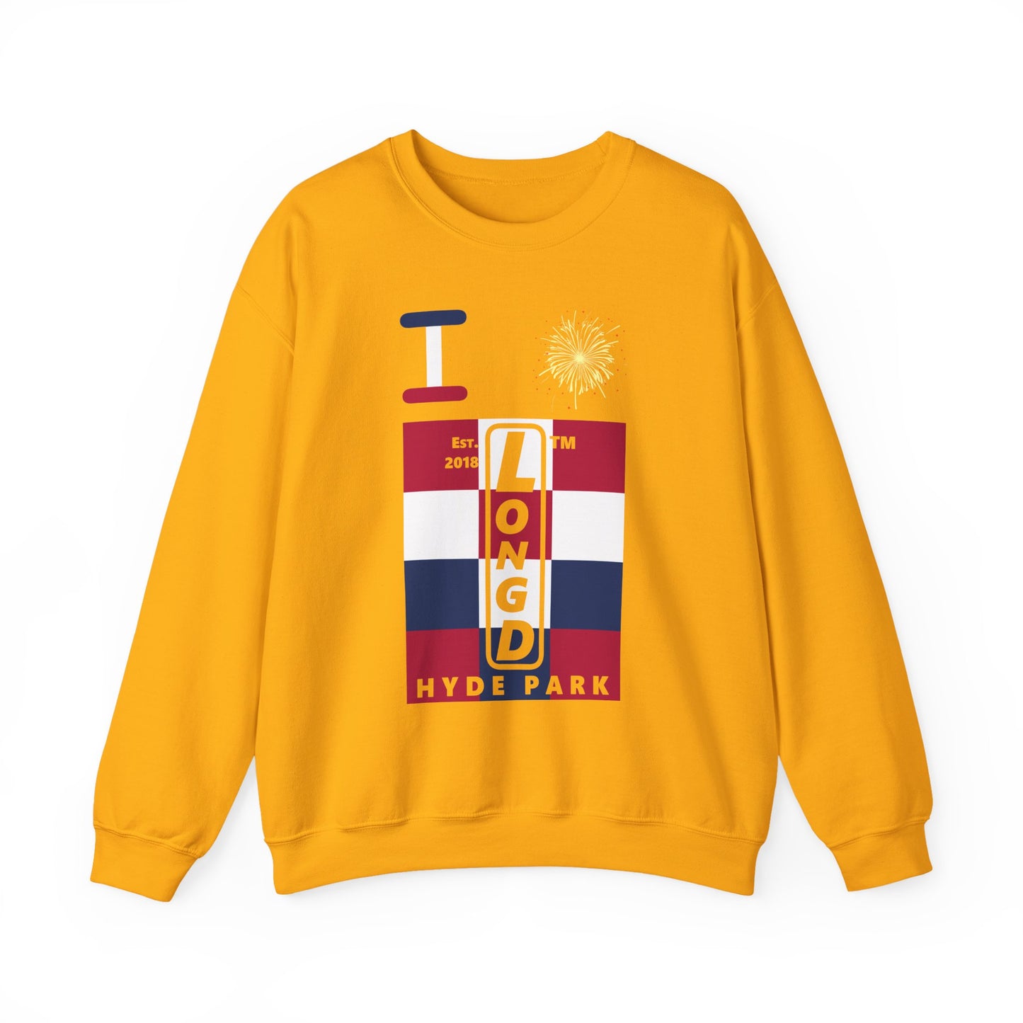 I Burst LongD negative 4x3 Hyde Park upright logo crewneck sweatshirt