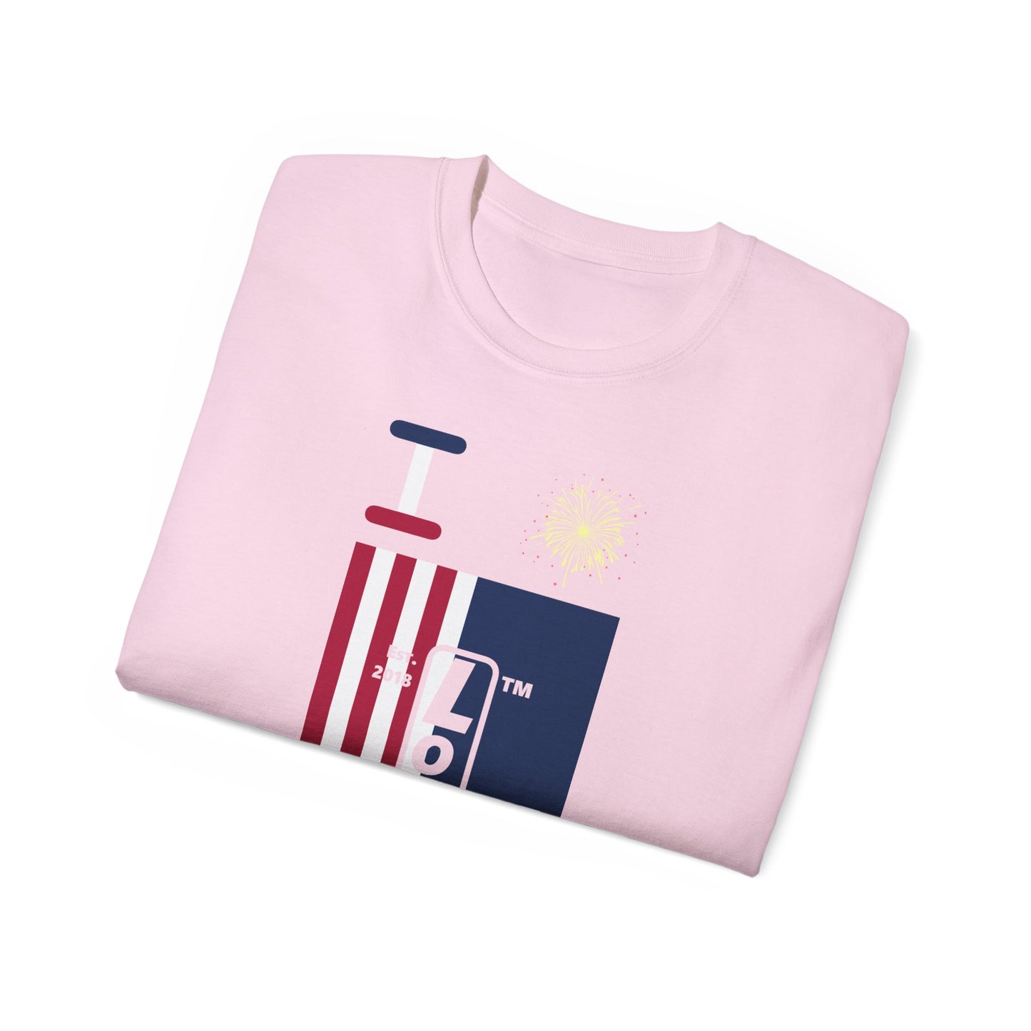 I Burst LongD cotton tee negative flag Hyde Park upright logo (Patriotic colors)