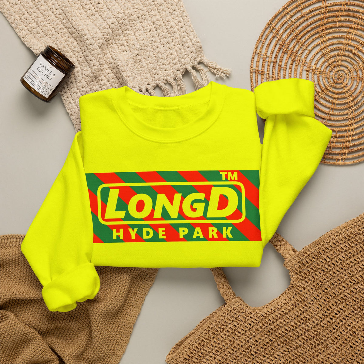 LongD Hyde Park negative 12-striped logo (Xmas colors) crewneck sweatshirt