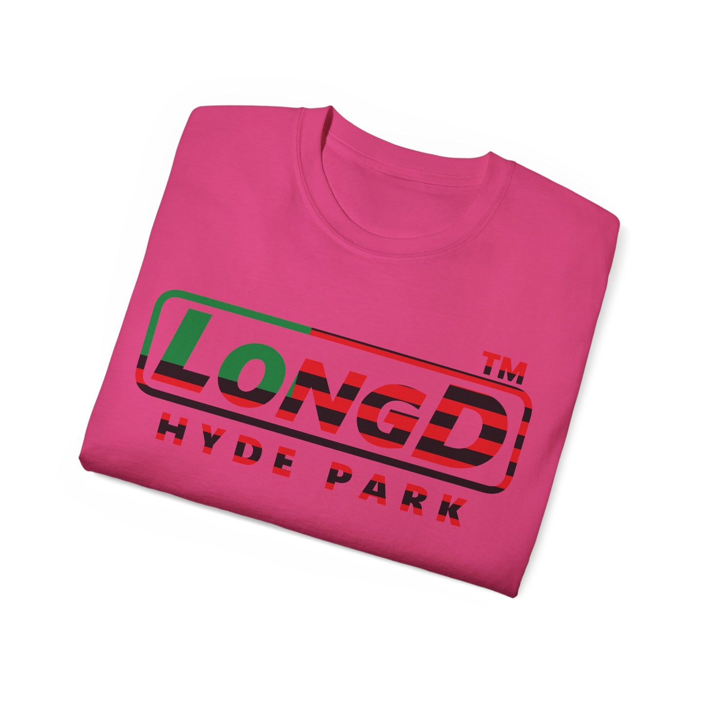 LongD positive flag Hyde Park logo cotton tee (Juneteenth colors)