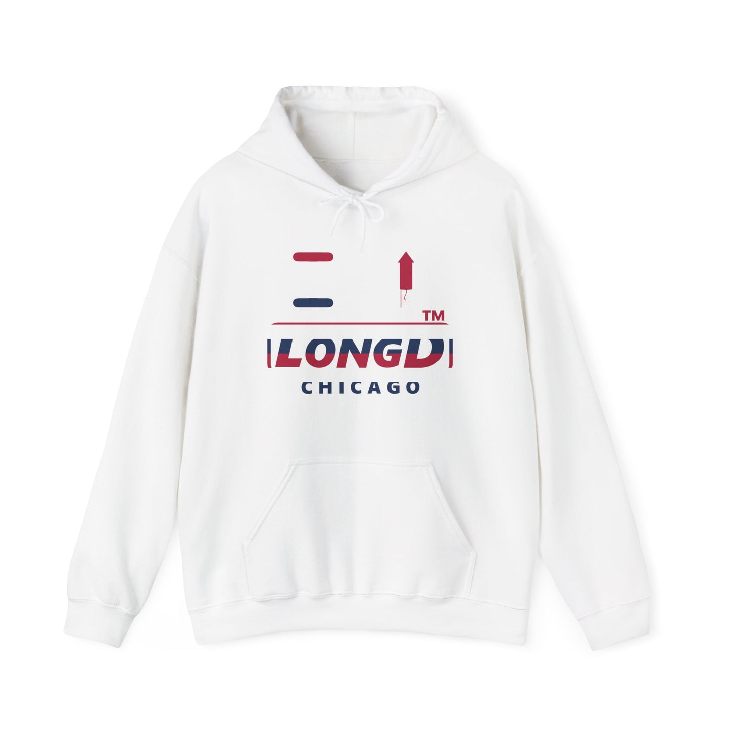 I firecracker LongD® positive horizontal 6-striped Chicago logo hoodie