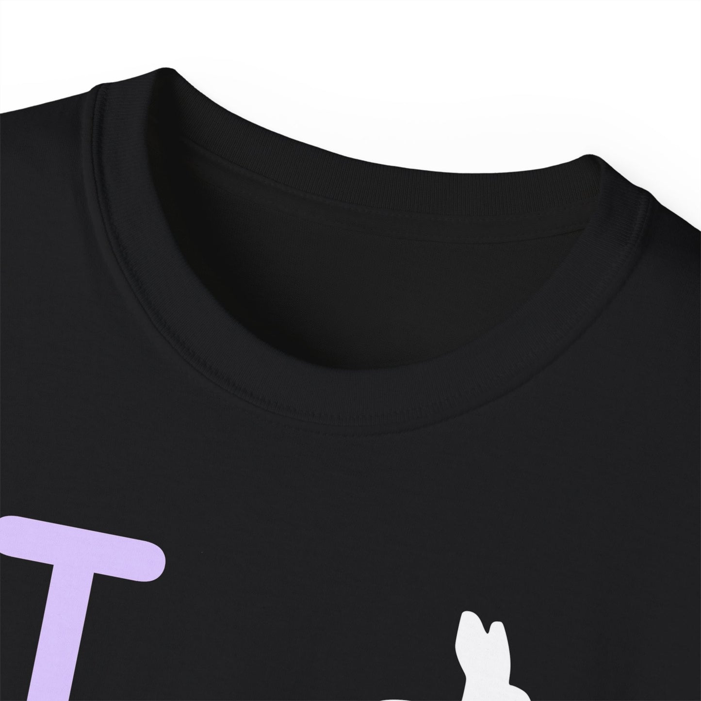 I Bunny LongD® Logo Cotton Tee Easter pastel purple negative text (white Easter Bunny)