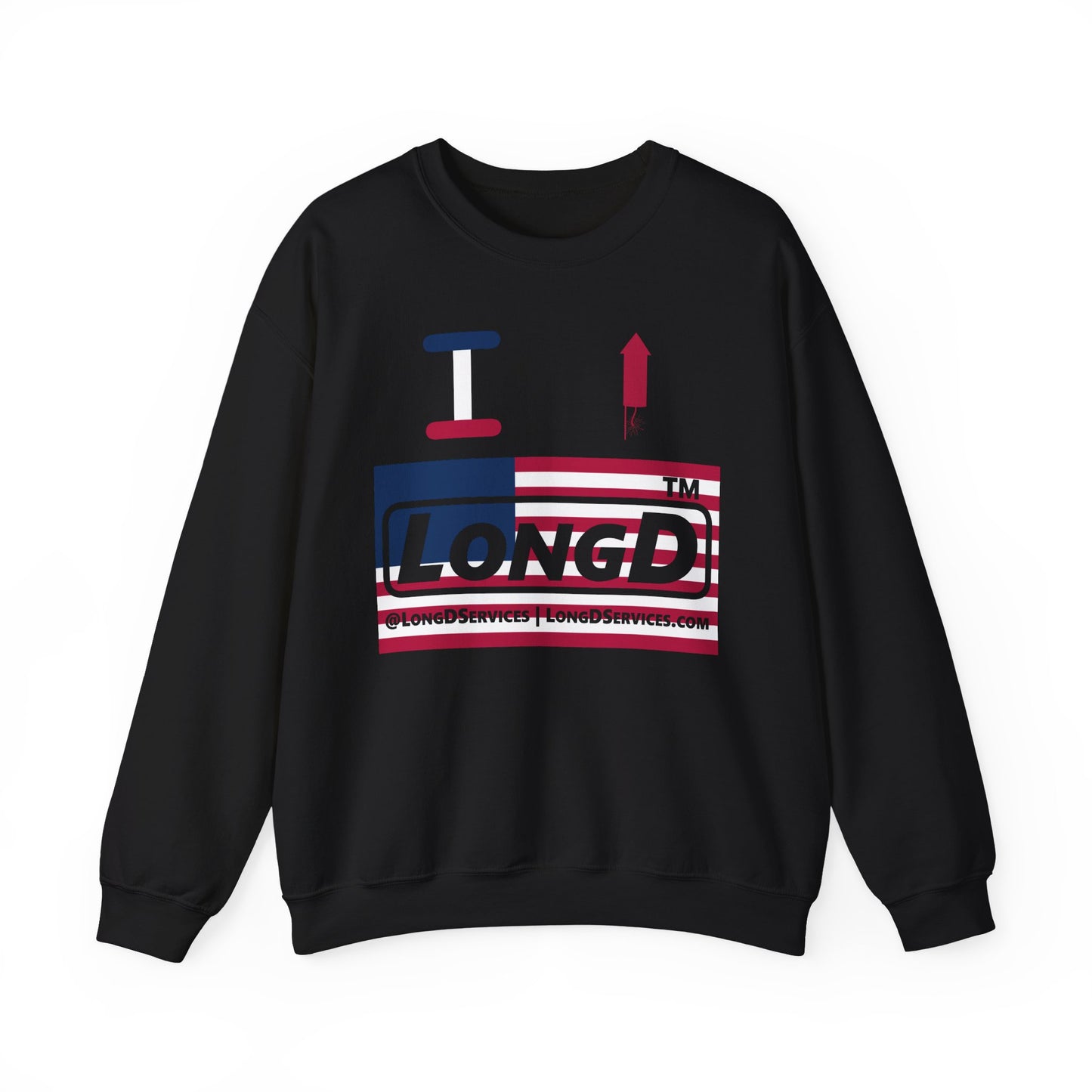 I firecracker LongD negative flag front-back tag-domain logo crewneck sweatshirt