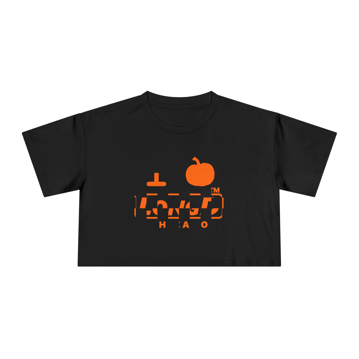 I pumpkin LongD Chicago positive checkered logo crop tee