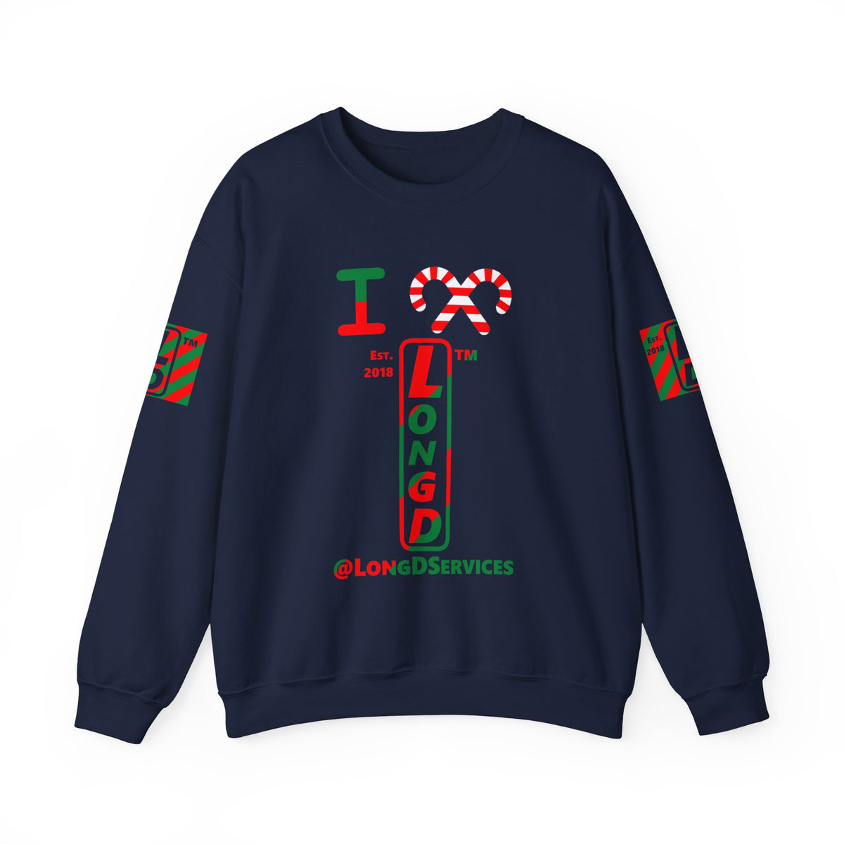 I candy cane LongD Tag positive upright pixel-weighted 4-striped 4-print logo crewneck sweatshirt