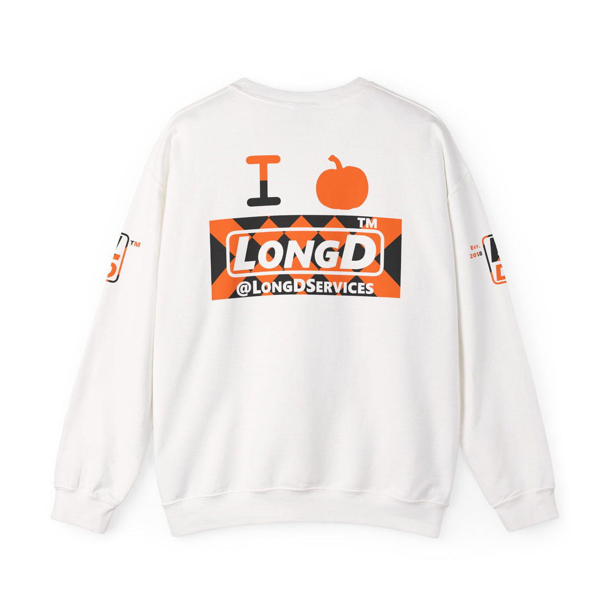 I pumpkin LongD Tag negative stylized argyle 4-print logo crewneck sweatshirt