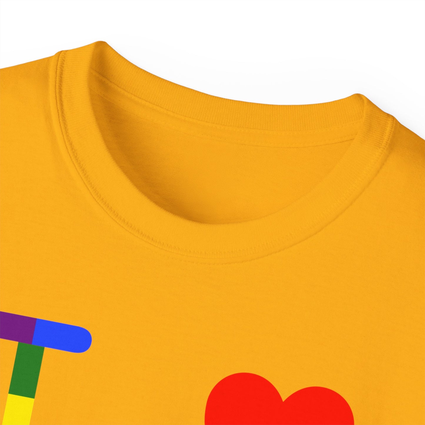 I Luv LongD Cotton Tee negative vertical striped Hyde Park upright logo (Pride colors)